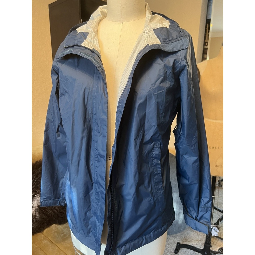 THE NORTH FACE Womens New Waterproof Jacket Hood Navy Sz L Inner Pockets Zip Up
